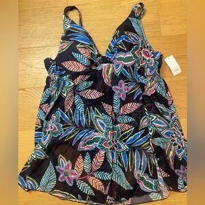 Cacique Womens Plus Sized Floral Patterned One Piece Swimdress 44C NWT